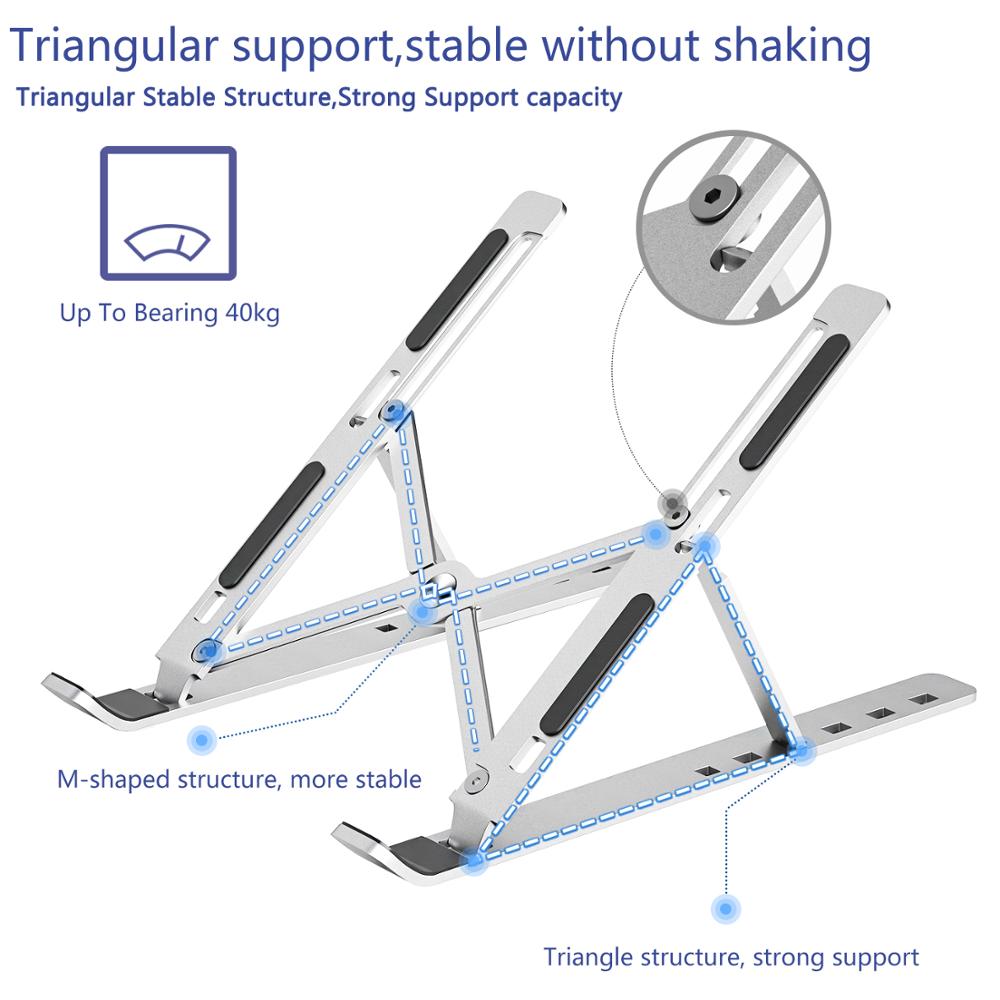 Foldable Laptop Stand — Adjustable Aluminium Notebook Stand